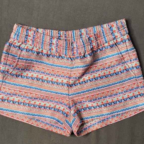 J. Crew Pants - J. Crew Coral & Blue Patterned High-Waist Women's Shorts